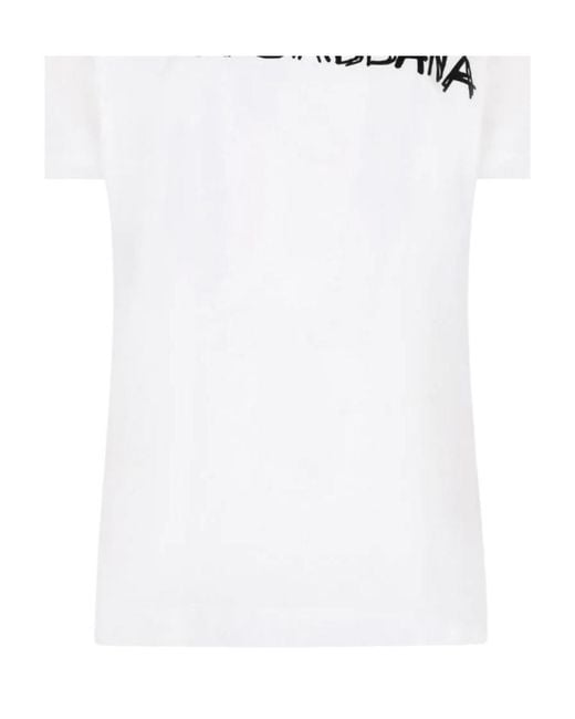 Dolce & Gabbana White Lettering Print Short-Sleeve T-Shirt
