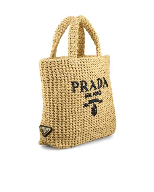 Prada Metallic Small Crochet Logo Handbag