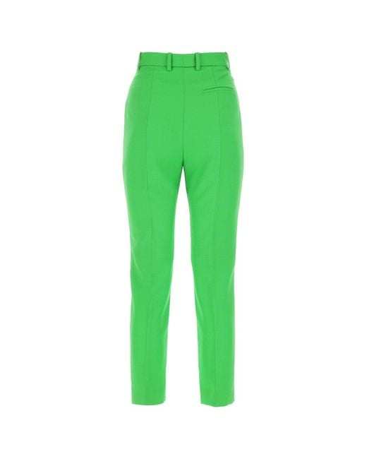 McQueen Green Straight Leg Pleated Pants
