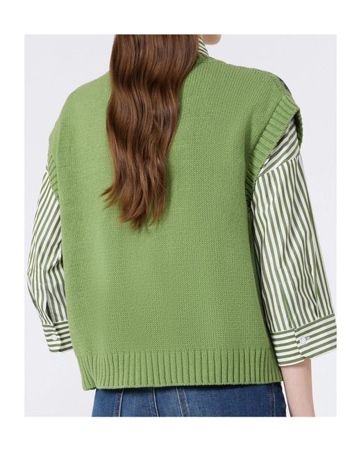 Weekend by Maxmara Green Knitted Floral Sweater Vest