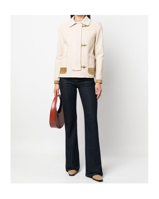 Fay Natural Triple Hook Fastening Coat