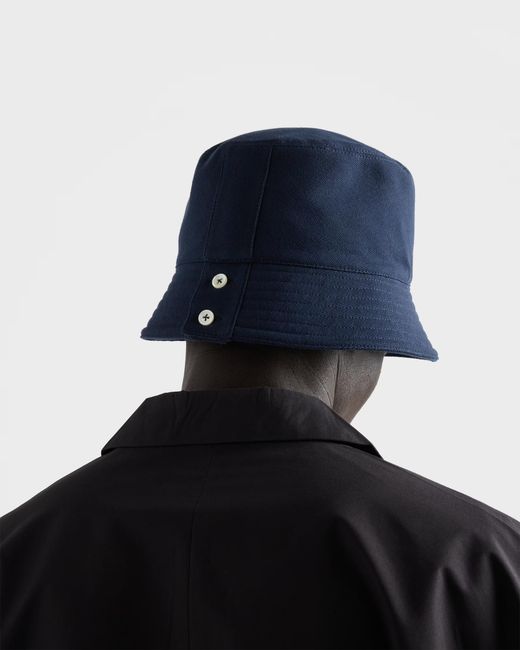 Prada Blue Old Piqué Bucket Hat for men