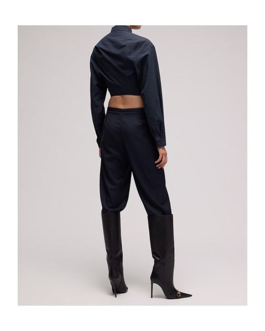 Gucci Blue Cropped Checked Cotton Poplin Shirt