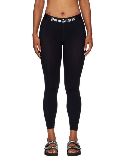 Palm Angels Black Logo Band Leggings