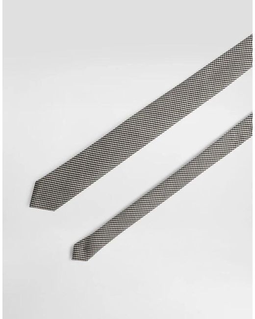 Dolce & Gabbana White Houndstooth Patterned Tie for men