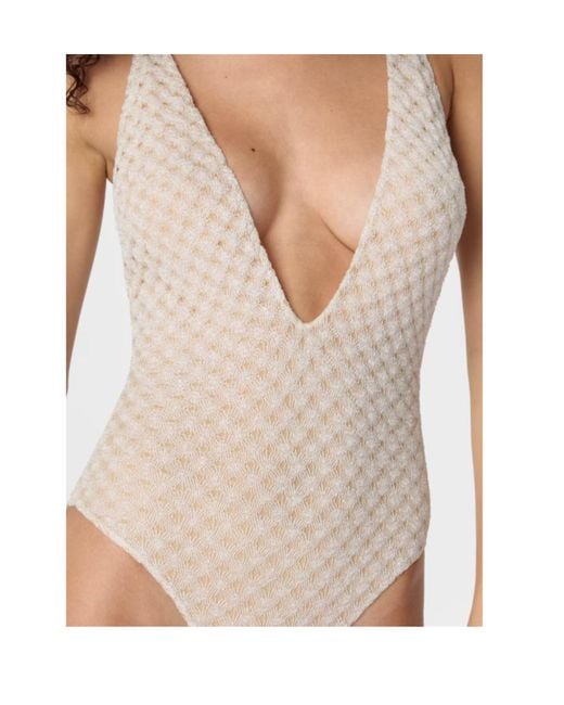 Missoni White One-Piece V-Neck Swimsuit