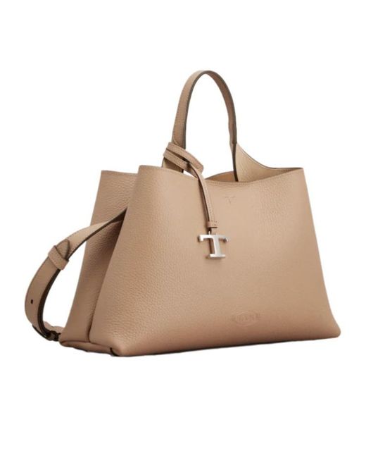 Tod's Natural Logo Printed Small Tote Bag