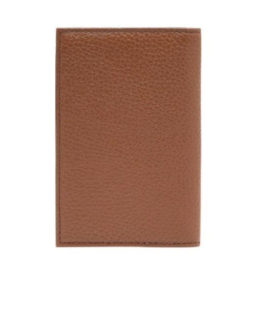 Emporio Armani Brown Tumbled-Leather Bi-Fold Card Holder for men