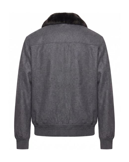 Montecore Gray Faux-Fur Collar Bomber Jacket for men