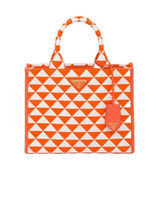 Prada Orange Symbole Small Top Handle Bag