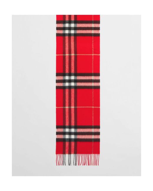 Burberry Red The Classic Checked Fringed Scarf