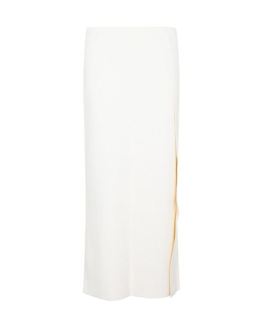 Jil Sander White Mid Rise Wrap Midi Skirt