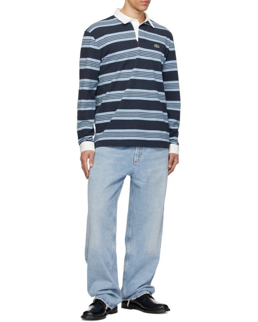 Lacoste Blue Relaxed Fit Striped Polo Shirt for men