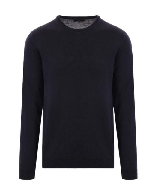 Roberto Collina Blue Merino Crewneck Knitwear for men