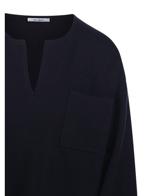 Max Mara Blue Zibello Crewneck Long-Sleeved Jumper