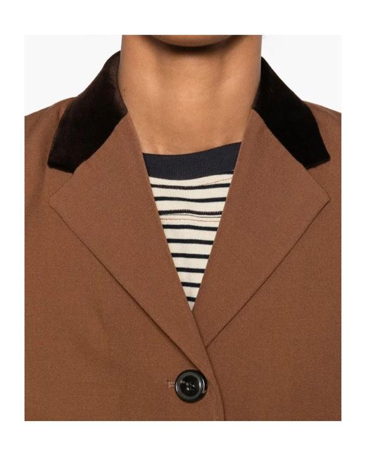 Marni Brown Velvet-Collared Button Blazer
