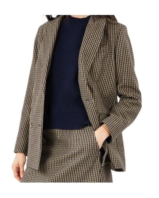 A.P.C. Brown Gingham-Check Double-Breasted Coat