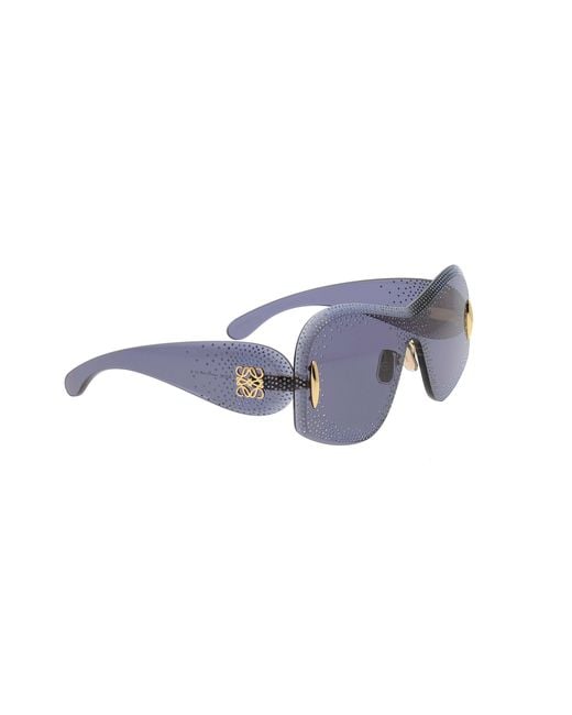 Loewe Purple Embellished Shield Frame Sunglasses