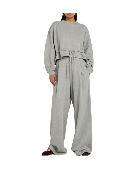 Dries Van Noten Gray Hadium Pleated Wide-Leg Cotton Sweatpants