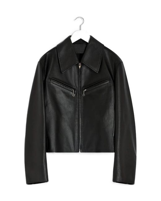 Lemaire Black Boxy Leather Blouson