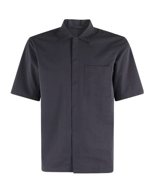 Herno Blue Patch Pocket Short Sleeve Shirt for men