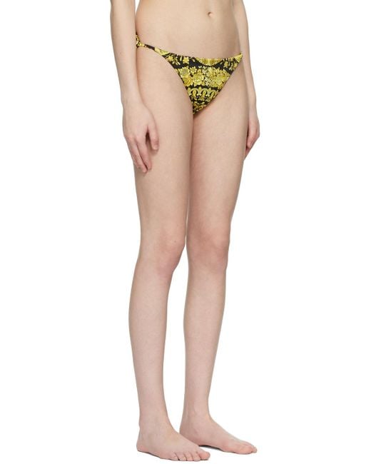Versace Yellow Graphic Printed Side-Tied Bikini Bottoms