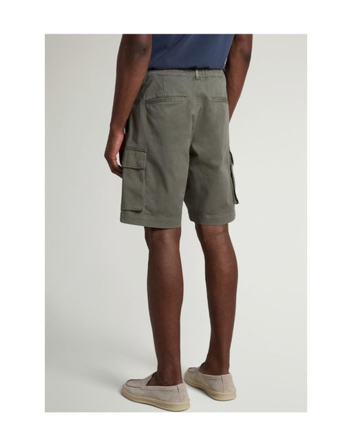 Woolrich Gray Cargo Cotton Twill Shorts for men