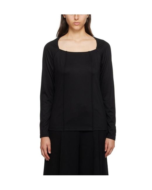 Issey Miyake Black Pleated Long-Sleeved T-Shirt