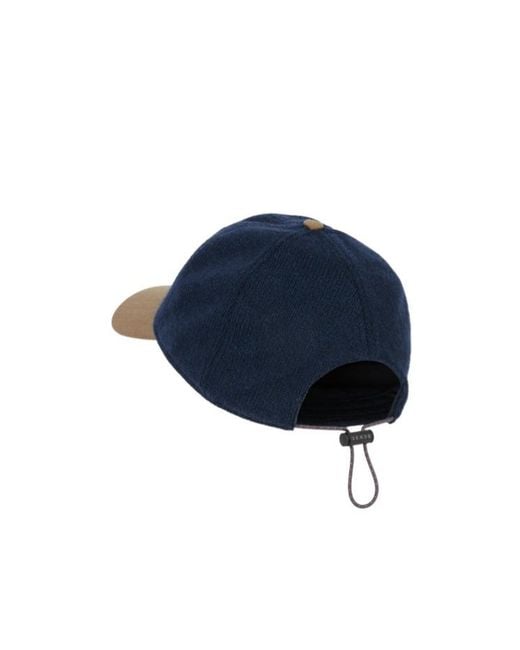 Sease Blue Contrast-Brim Cashmere Cap for men
