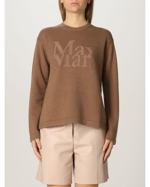 Max Mara Brown Logo Knitted Pullover