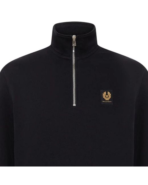 Belstaff Blue Quarter-Zip Logo-Patch Sweater for men