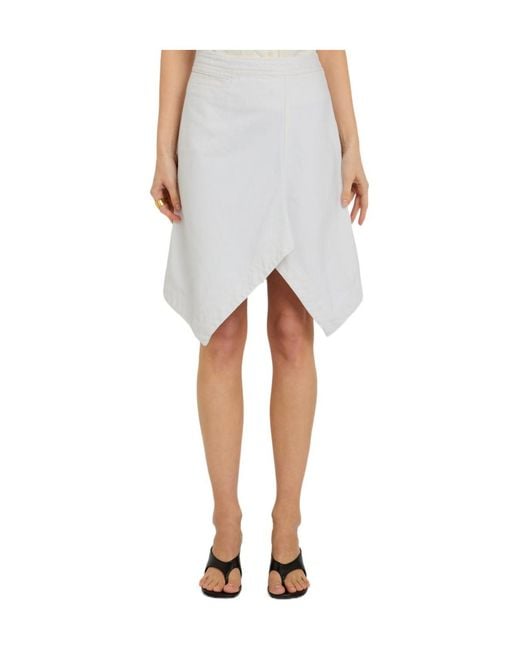 Lemaire White Asymmetric Denim Mini Skirt