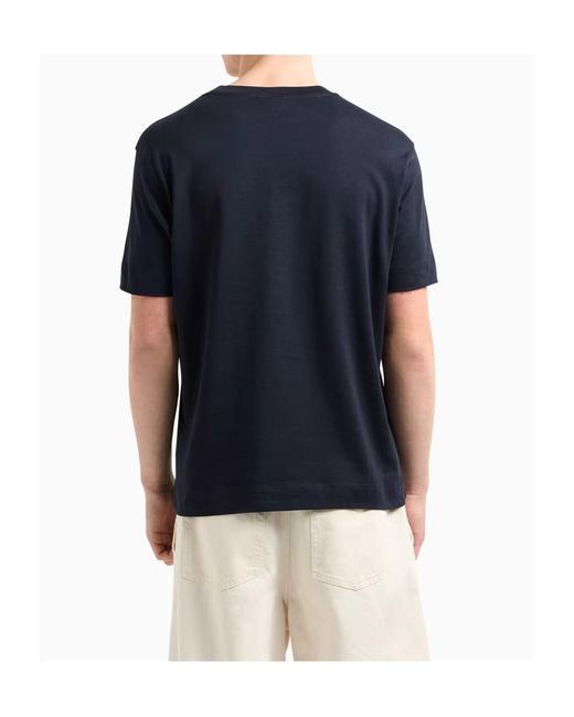Emporio Armani Blue Asv Jersey T-Shirt With Rubberised Logo Print for men