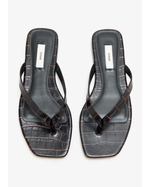 Totême White Totême Embossed Flat Sandals