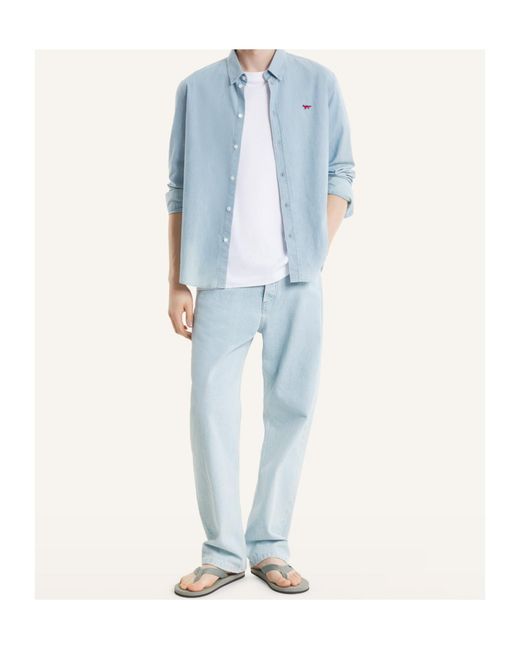Maison Kitsuné Blue Maison Kitsuné Profile Fox Long-Sleeve Shirt for men