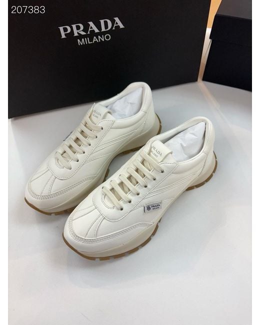 Prada White Spit Low-Top Sneakers