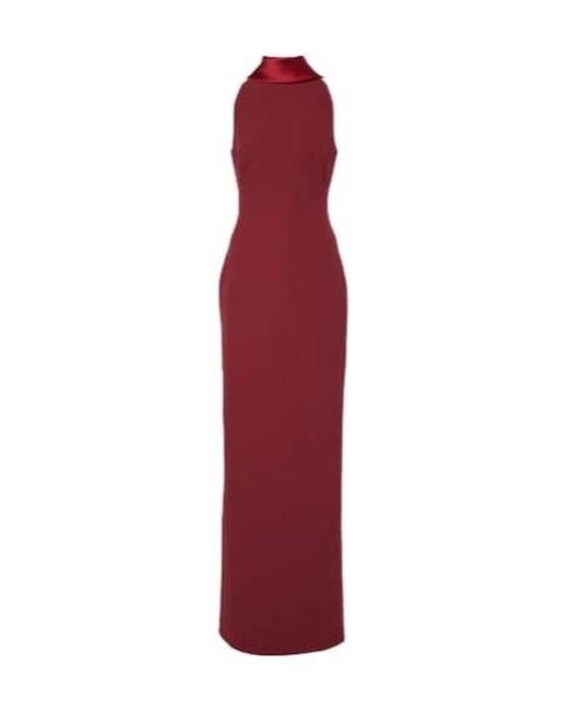 Safiyaa Red Satin Trim Crepe Dress