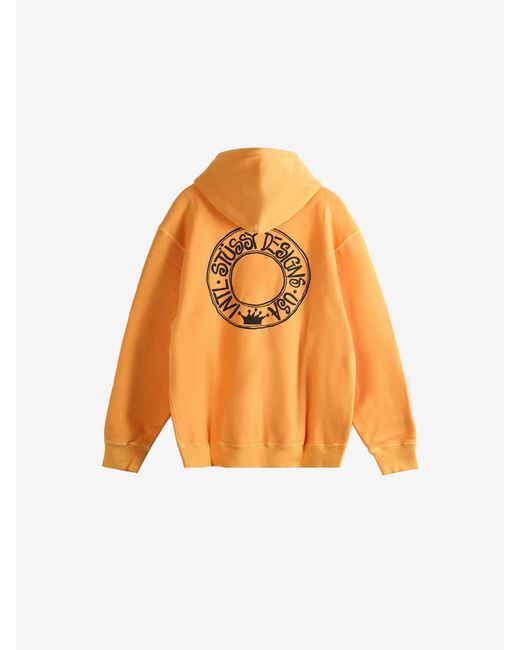 Stussy Orange Pouch-Pocket Hoodie for men