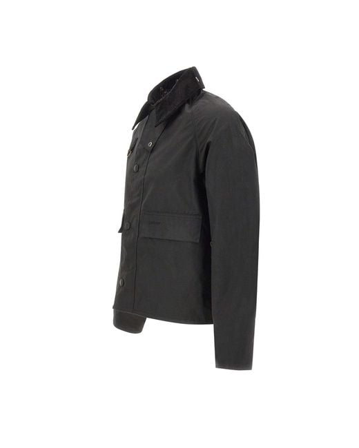 Barbour Black Spey Slim Waxed Jacket for men