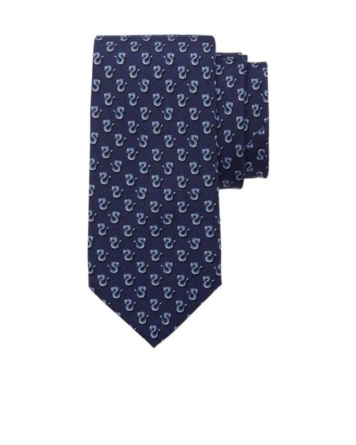 Ferragamo Blue Dragon Pattern Tie for men