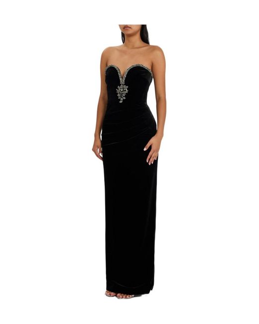 Self-Portrait Black Embellished Velvet Gown