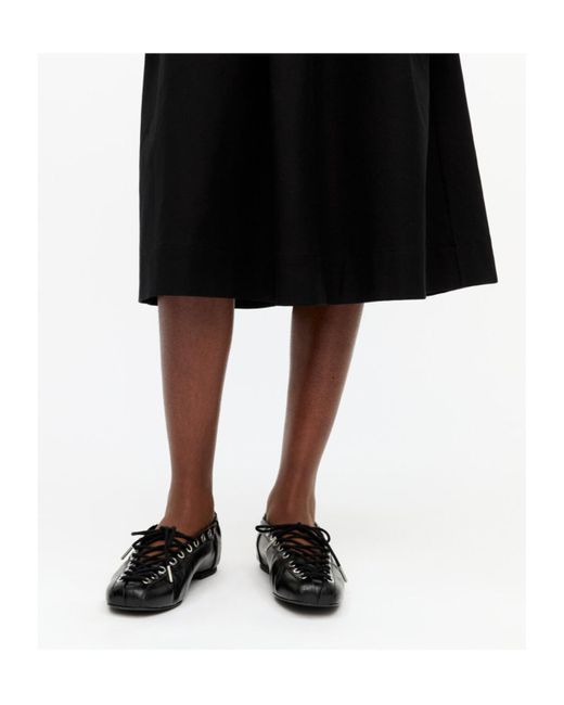 Ganni Black Square-Toe Lace-Up Balleina Shoes