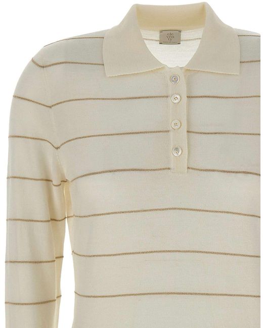 Eleventy White Striped Knitwear