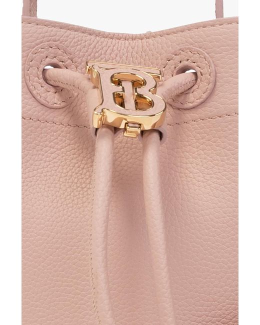 Burberry Pink Mini Tb Leather Bucket Bag