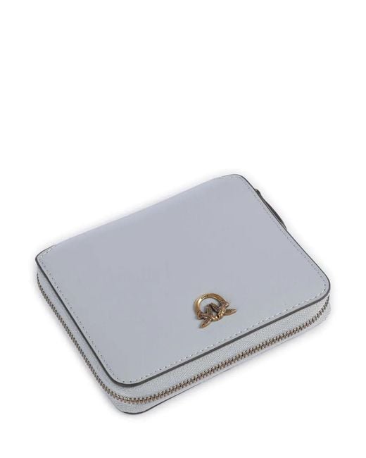 Pinko White Love Birds Zip Around Wallet