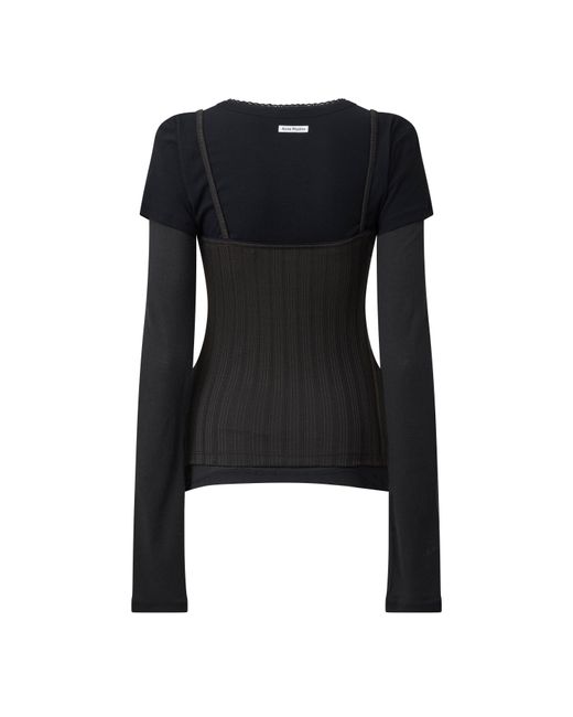 Acne Black Mocklayered Top