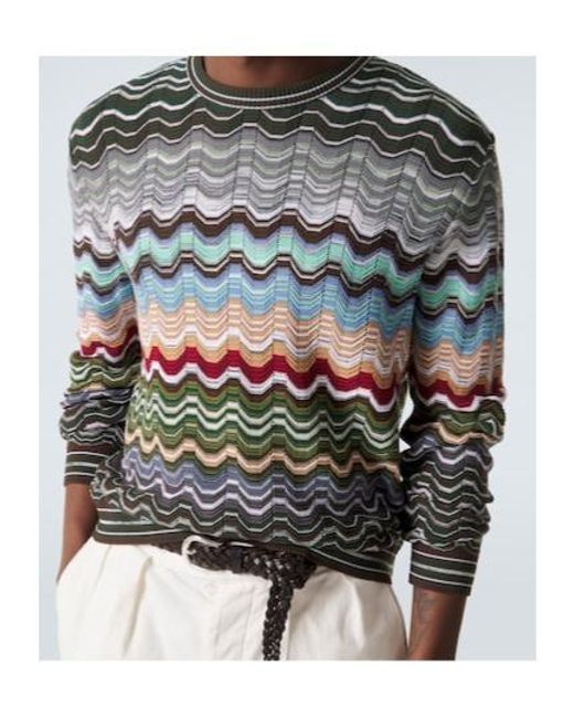Missoni Gray Zigzag Cotton-Blend Sweater for men