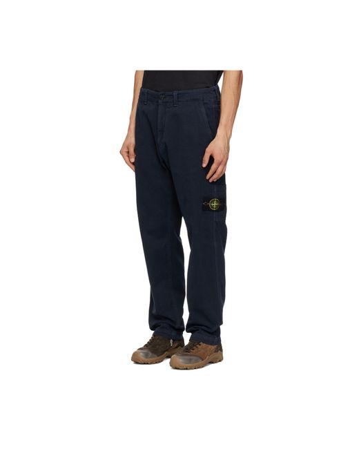 Stone Island Blue Casual Trousers With Belt Loops for men