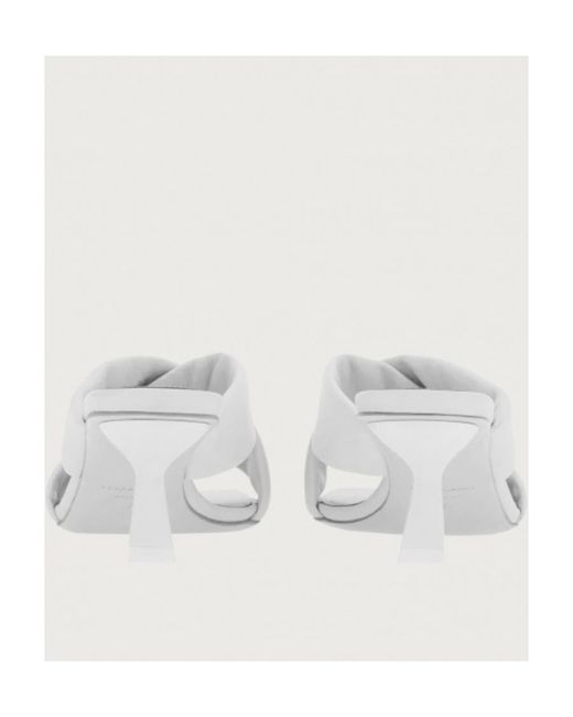 Ferragamo White Logo High-Heeled Sandals