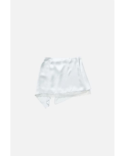 Acne White Ruffled Satin Skirt